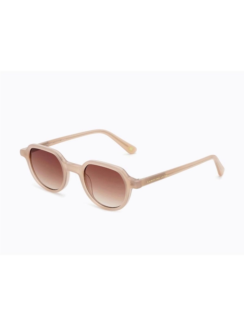 Neutral Beige Round Sunglasses with Brown Gradient Lenses